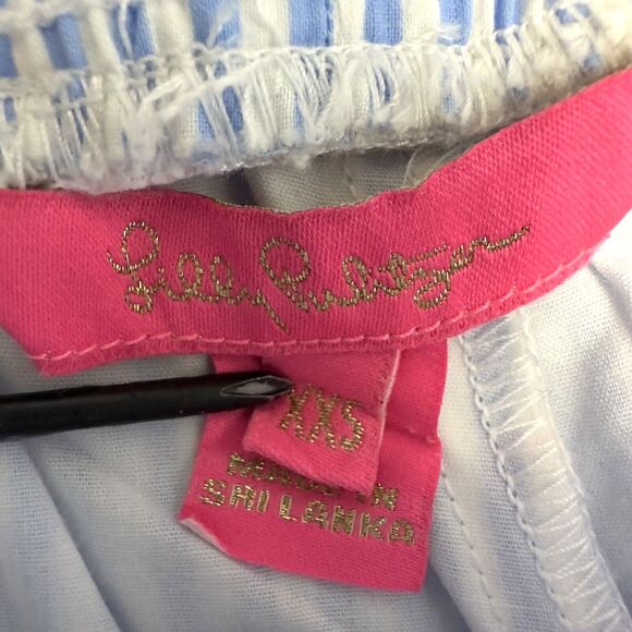 Lilly Pulitzer Size XXS Katia Embroidered Shorts Yellow Blue Peri Swizzle Stripe - Picture 10 of 11